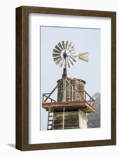 USA California. Cayucos, old wooden water tower with windmill for pumping-Alison Jones-Framed Photographic Print