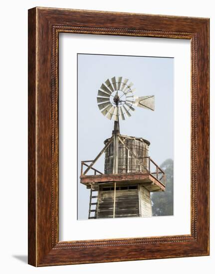 USA California. Cayucos, old wooden water tower with windmill for pumping-Alison Jones-Framed Photographic Print