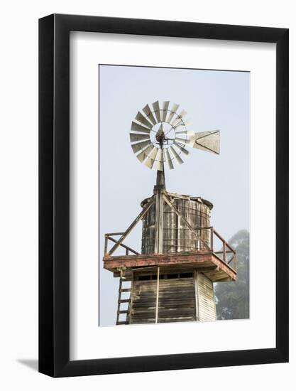 USA California. Cayucos, old wooden water tower with windmill for pumping-Alison Jones-Framed Photographic Print