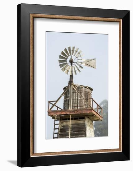 USA California. Cayucos, old wooden water tower with windmill for pumping-Alison Jones-Framed Photographic Print