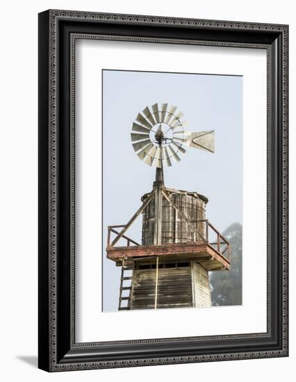 USA California. Cayucos, old wooden water tower with windmill for pumping-Alison Jones-Framed Photographic Print