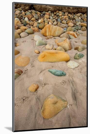 USA, California. Central Coast, Montecito, Butterfly Beach, drain and cobble eroded by King Tides-Alison Jones-Mounted Photographic Print