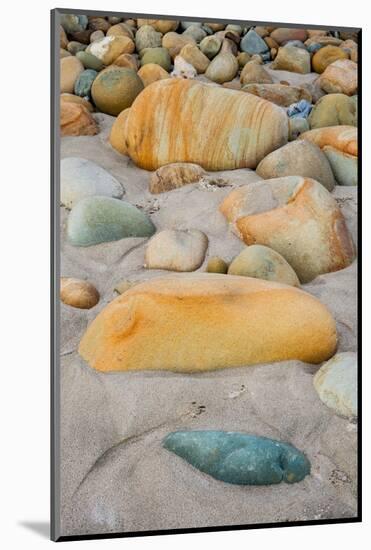 USA, California. Central Coast, Montecito, Butterfly Beach, drain and cobble eroded by King Tides-Alison Jones-Mounted Photographic Print