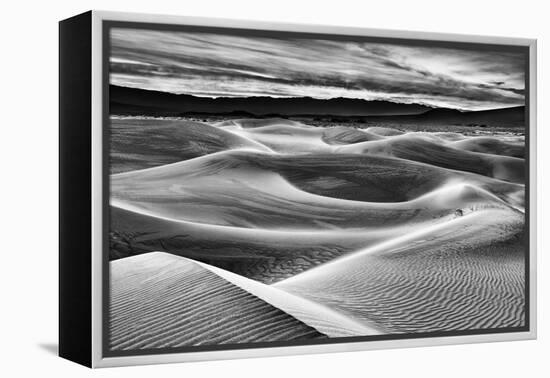 USA, California, Death Valley National Park, Dawn over Mesquite Flat Dunes in Black and White-Ann Collins-Framed Premier Image Canvas