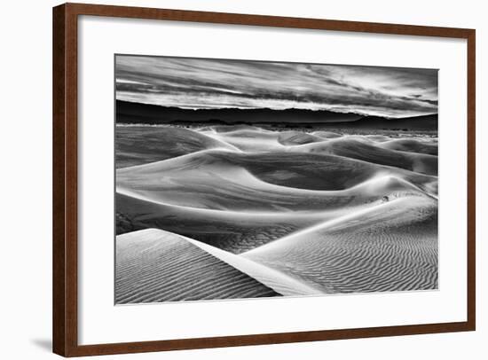 USA, California, Death Valley National Park, Dawn over Mesquite Flat Dunes in Black and White-Ann Collins-Framed Photographic Print