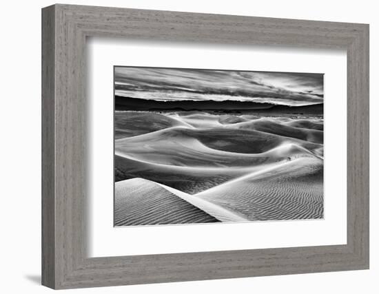 USA, California, Death Valley National Park, Dawn over Mesquite Flat Dunes in Black and White-Ann Collins-Framed Photographic Print