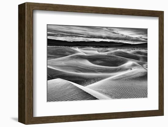 USA, California, Death Valley National Park, Dawn over Mesquite Flat Dunes in Black and White-Ann Collins-Framed Photographic Print