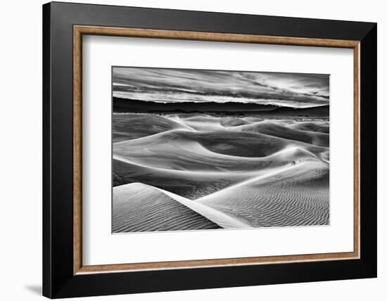 USA, California, Death Valley National Park, Dawn over Mesquite Flat Dunes in Black and White-Ann Collins-Framed Photographic Print