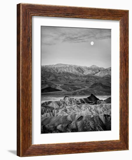 USA, California, Death Valley National Park. Moon setting at dawn over Zabriskie Point-Ann Collins-Framed Photographic Print