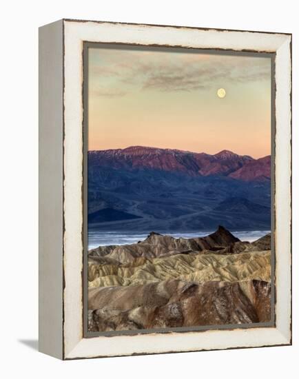 USA, California, Death Valley National Park. Moonset at Sunrise from Zabriskie Point-Ann Collins-Framed Premier Image Canvas