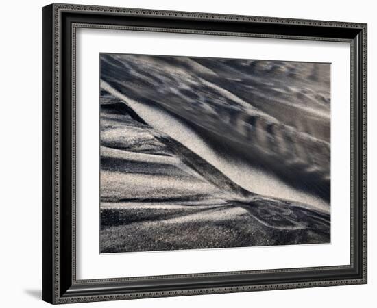 USA, California, Encinitas, Black-And-White Abstract of Water Flowing on Beach-Ann Collins-Framed Photographic Print