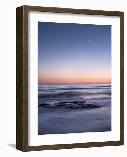 USA, California, La Jolla. Crescent Moon at Twilight over Windansea Beach-Ann Collins-Framed Photographic Print