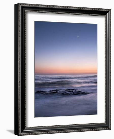 USA, California, La Jolla. Crescent Moon at Twilight over Windansea Beach-Ann Collins-Framed Photographic Print