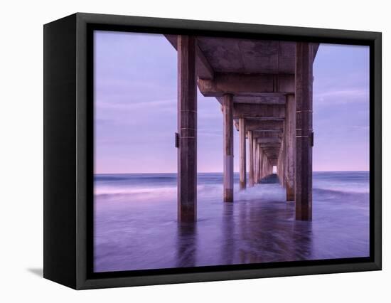 USA, California, La Jolla, Dawn under Scripps Pier at La Jolla Shores-Ann Collins-Framed Premier Image Canvas
