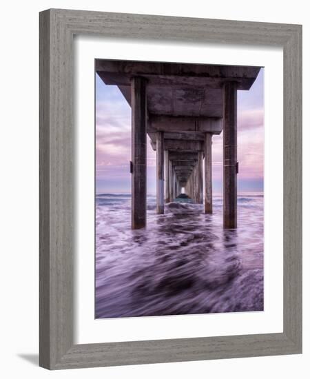 USA, California, La Jolla. Dawn under Scripps Pier at La Jolla Shores-Ann Collins-Framed Photographic Print