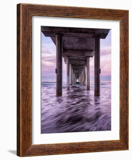 USA, California, La Jolla. Dawn under Scripps Pier at La Jolla Shores-Ann Collins-Framed Photographic Print