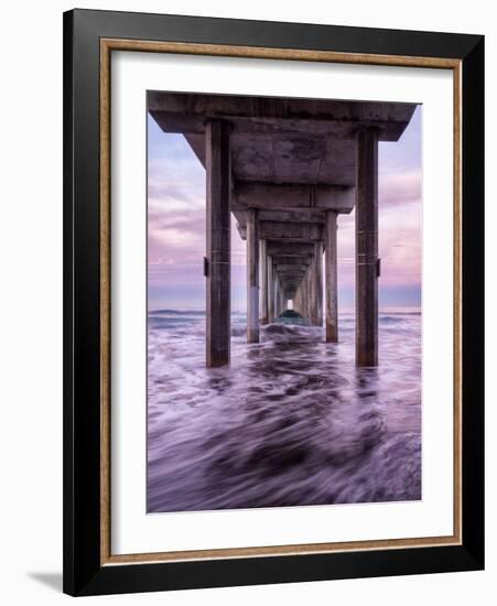 USA, California, La Jolla. Dawn under Scripps Pier at La Jolla Shores-Ann Collins-Framed Photographic Print