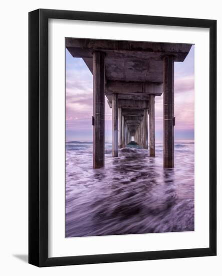 USA, California, La Jolla. Dawn under Scripps Pier at La Jolla Shores-Ann Collins-Framed Photographic Print