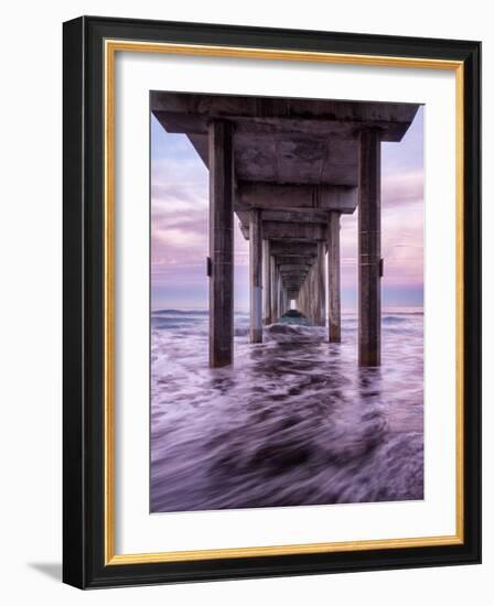 USA, California, La Jolla. Dawn under Scripps Pier at La Jolla Shores-Ann Collins-Framed Photographic Print