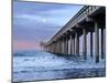 USA, California, La Jolla. Full Moon Setting at Dawn over Scripps Pier, La Jolla Shores-Ann Collins-Mounted Photographic Print