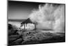 USA, California, La Jolla. High surf at high tide inundates Windansea Surf Shack-Ann Collins-Mounted Photographic Print