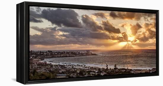 USA, California, La Jolla, Panoramic View of La Jolla Shores and the Village at Sunset-Ann Collins-Framed Premier Image Canvas