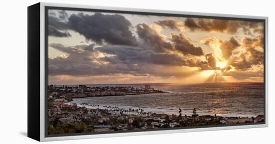 USA, California, La Jolla, Panoramic View of La Jolla Shores and the Village at Sunset-Ann Collins-Framed Premier Image Canvas