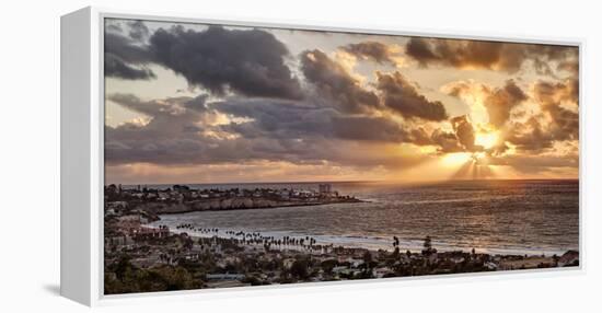 USA, California, La Jolla, Panoramic View of La Jolla Shores and the Village at Sunset-Ann Collins-Framed Premier Image Canvas