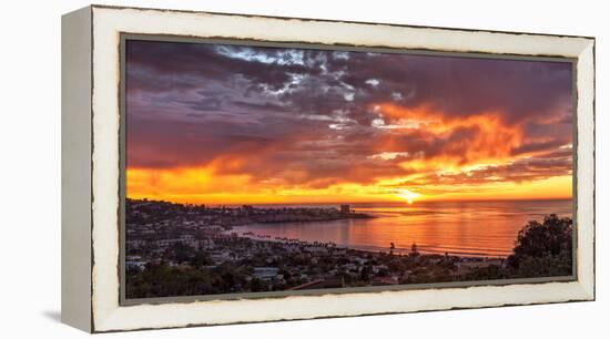 USA, California, La Jolla. Panoramic View of Sunset over La Jolla Shores and Village-Ann Collins-Framed Premier Image Canvas