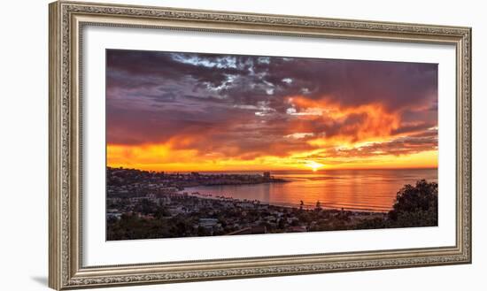 USA, California, La Jolla. Panoramic View of Sunset over La Jolla Shores and Village-Ann Collins-Framed Photographic Print