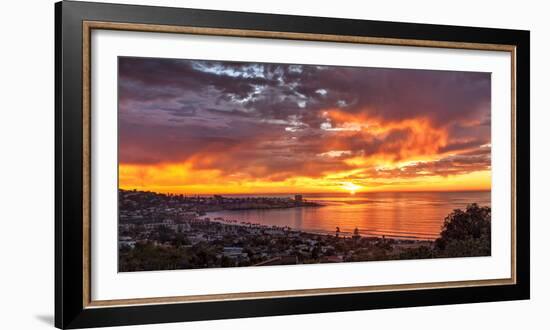 USA, California, La Jolla. Panoramic View of Sunset over La Jolla Shores and Village-Ann Collins-Framed Photographic Print