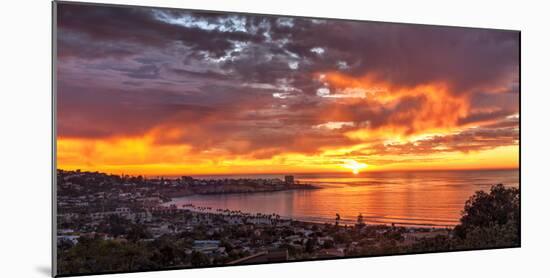 USA, California, La Jolla. Panoramic View of Sunset over La Jolla Shores and Village-Ann Collins-Mounted Photographic Print
