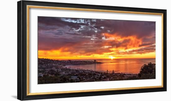 USA, California, La Jolla. Panoramic View of Sunset over La Jolla Shores and Village-Ann Collins-Framed Photographic Print