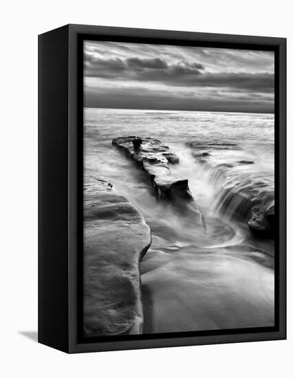 USA, California, La Jolla, Rising Tide and Waves at Coast Blvd at Dusk-Ann Collins-Framed Premier Image Canvas