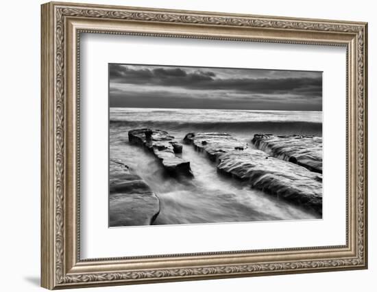 USA, California, La Jolla, Rising Tide and Waves at Coast Blvd at Dusk-Ann Collins-Framed Photographic Print