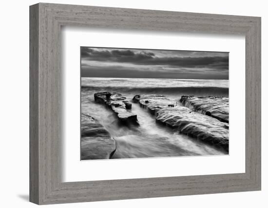 USA, California, La Jolla, Rising Tide and Waves at Coast Blvd at Dusk-Ann Collins-Framed Photographic Print