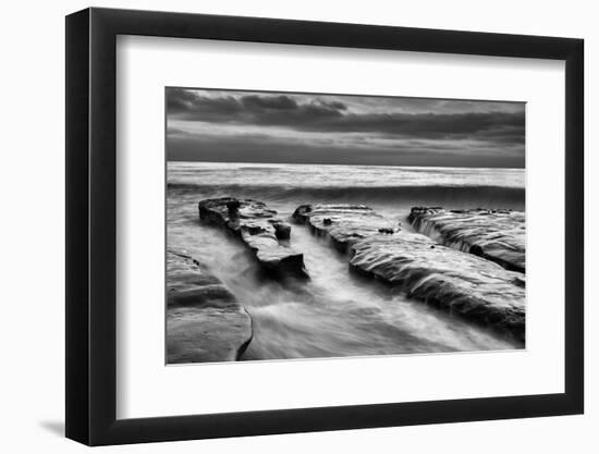 USA, California, La Jolla, Rising Tide and Waves at Coast Blvd at Dusk-Ann Collins-Framed Photographic Print