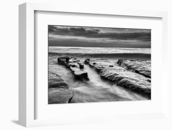 USA, California, La Jolla, Rising Tide and Waves at Coast Blvd at Dusk-Ann Collins-Framed Photographic Print