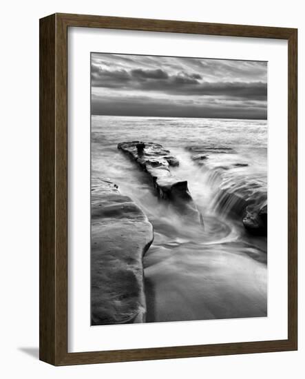 USA, California, La Jolla, Rising Tide and Waves at Coast Blvd at Dusk-Ann Collins-Framed Photographic Print