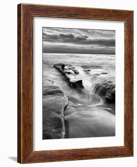 USA, California, La Jolla, Rising Tide and Waves at Coast Blvd at Dusk-Ann Collins-Framed Photographic Print