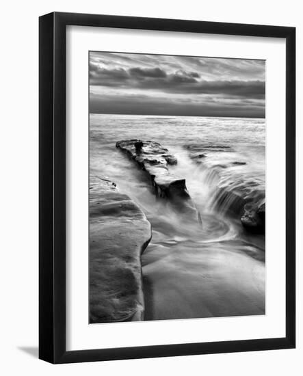 USA, California, La Jolla, Rising Tide and Waves at Coast Blvd at Dusk-Ann Collins-Framed Photographic Print