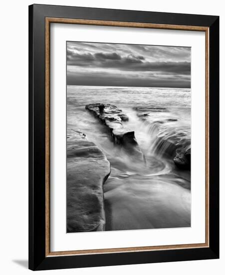 USA, California, La Jolla, Rising Tide and Waves at Coast Blvd at Dusk-Ann Collins-Framed Photographic Print