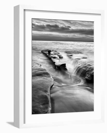 USA, California, La Jolla, Rising Tide and Waves at Coast Blvd at Dusk-Ann Collins-Framed Photographic Print