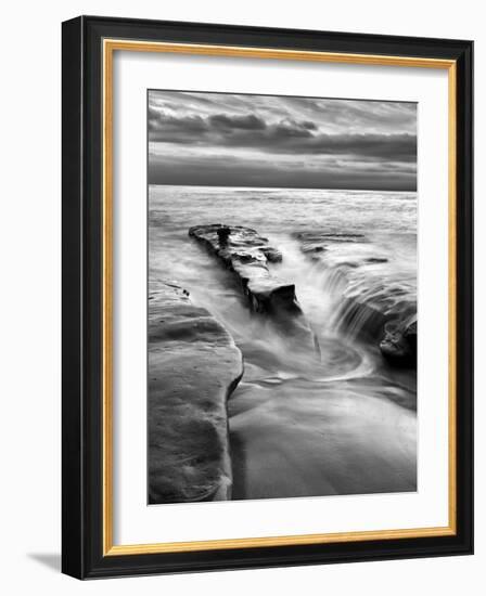 USA, California, La Jolla, Rising Tide and Waves at Coast Blvd at Dusk-Ann Collins-Framed Photographic Print