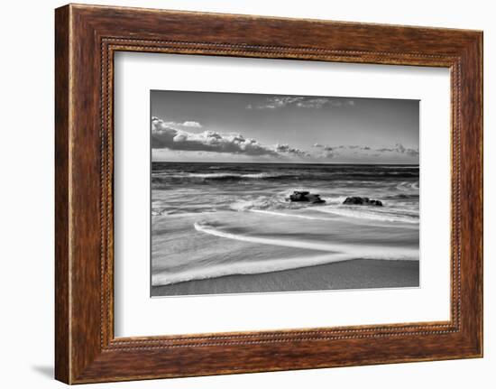 USA, California, La Jolla. Rocks and clouds at Whispering Sands Beach-Ann Collins-Framed Photographic Print