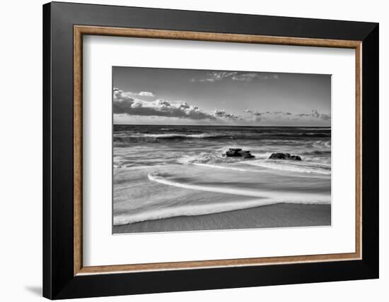 USA, California, La Jolla. Rocks and clouds at Whispering Sands Beach-Ann Collins-Framed Photographic Print