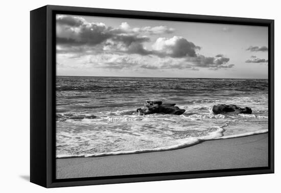 USA, California, La Jolla. Rocks and clouds at Whispering Sands Beach-Ann Collins-Framed Premier Image Canvas