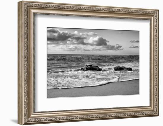 USA, California, La Jolla. Rocks and clouds at Whispering Sands Beach-Ann Collins-Framed Photographic Print