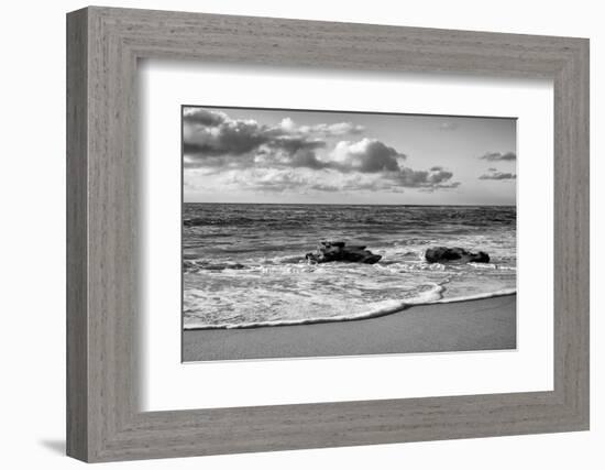 USA, California, La Jolla. Rocks and clouds at Whispering Sands Beach-Ann Collins-Framed Photographic Print