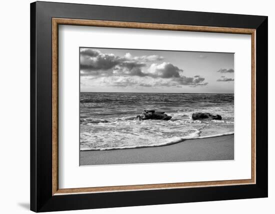 USA, California, La Jolla. Rocks and clouds at Whispering Sands Beach-Ann Collins-Framed Photographic Print